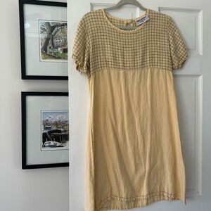 Elegant Yellow Checkered Midi Dress